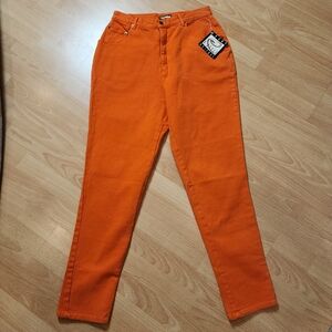 NWT VTG E Style Ebony Spiegel Orange Jeans Highrise Mom Tapered Est Size 8/10